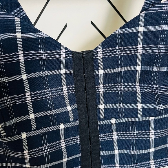 BP. Plaid Crop Corset Tank Top XS Blue Hook & Eye Sweetheart Neckline - Picture 3 of 5